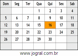 Calendário Junho Ano 1938