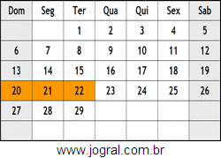 Calendário Fevereiro Ano 1944