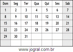 Calendário Agosto Ano 1954