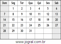 Calendário Agosto Ano 1960