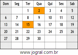 Calendário Novembro Ano 1960