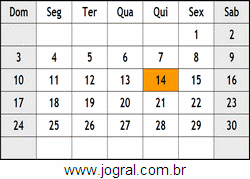 Calendário Junho Ano 1990