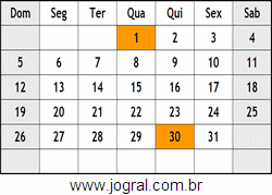 Calendário Maio Ano 1991