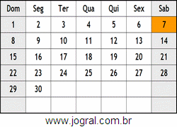 Calendário Setembro Ano 1991