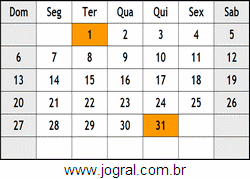 Calendário Maio Ano 2018