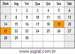 Calendário Abril Ano 2019