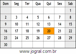 Calendário Junho Ano 2019