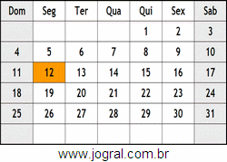 Calendário Outubro Ano 2020