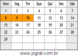 Calendário Fevereiro Ano 2032