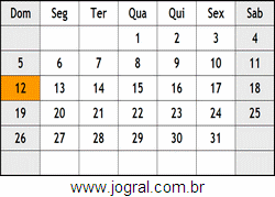 Calendário Outubro Ano 2053