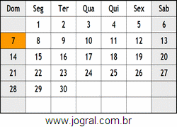 Calendário Setembro Ano 2053