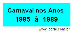 Terça-Feira de Carnaval Ano 1985.